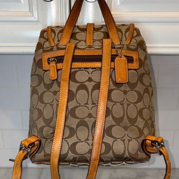 Coach Backpack Purse Handbag Vintage Y2K Jacquard Signature Logo Drawstring HTF - Picture 6 of 16